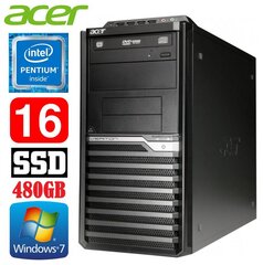 Acer Veriton M4610G MT G630 16GB 480SSD DVD WIN7Pro cena un informācija | Stacionārie datori | 220.lv