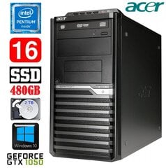 Acer Veriton M4610G MT G630 16GB 480SSD+2TB GTX1050 2GB DVD WIN10 cena un informācija | Stacionārie datori | 220.lv
