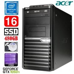 Acer Veriton M4610G MT G630 16GB 480SSD+2TB GTX1050Ti 4GB DVD WIN10Pro cena un informācija | Stacionārie datori | 220.lv