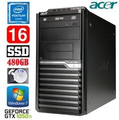 Acer Veriton M4610G MT G630 16GB 480SSD+2TB GTX1050Ti 4GB DVD WIN7Pro цена и информация | Стационарные компьютеры | 220.lv