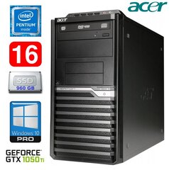 Acer Veriton M4610G MT G630 16GB 960SSD GTX1050Ti 4GB DVD WIN10Pro cena un informācija | Stacionārie datori | 220.lv
