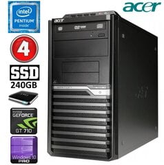 Acer Veriton M4610G MT G630 4GB 240SSD+1TB GT710 2GB DVD WIN10Pro cena un informācija | Stacionārie datori | 220.lv