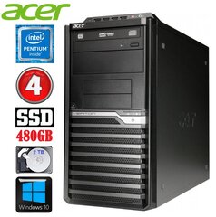 Acer Veriton M4610G MT G630 4GB 480GB+2TB DVD WIN10 cena un informācija | Stacionārie datori | 220.lv