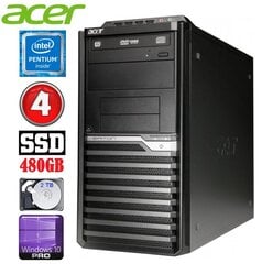 Acer Veriton M4610G MT G630 4GB 480GB+2TB DVD WIN10Pro цена и информация | Стационарные компьютеры | 220.lv