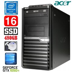 Acer Veriton M4610G MT G630 16GB 480SSD+2TB GTX1050Ti 4GB DVD WIN10 cena un informācija | Stacionārie datori | 220.lv