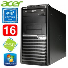Acer Veriton M4610G MT G630 16GB 120SSD DVD WIN7Pro cena un informācija | Stacionārie datori | 220.lv