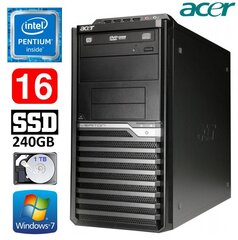 Acer Veriton M4610G MT G630 16GB 240GB+1TB DVD WIN7Pro cena un informācija | Stacionārie datori | 220.lv
