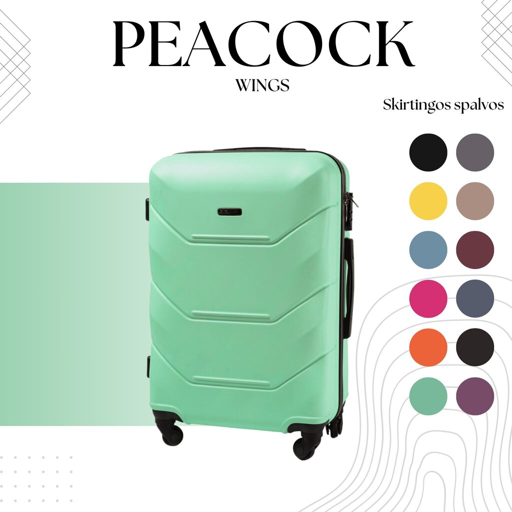 Maza izmēra koferis Wings Peacock XS, gaiši zaļš cena un informācija | Koferi, ceļojumu somas | 220.lv