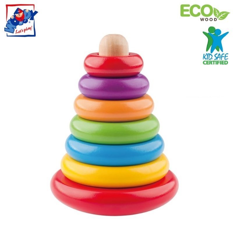 Koka rotaļlieta Woody 90003 Eco Piramīda - šķirotājs cena un informācija | Rotaļlietas zīdaiņiem | 220.lv