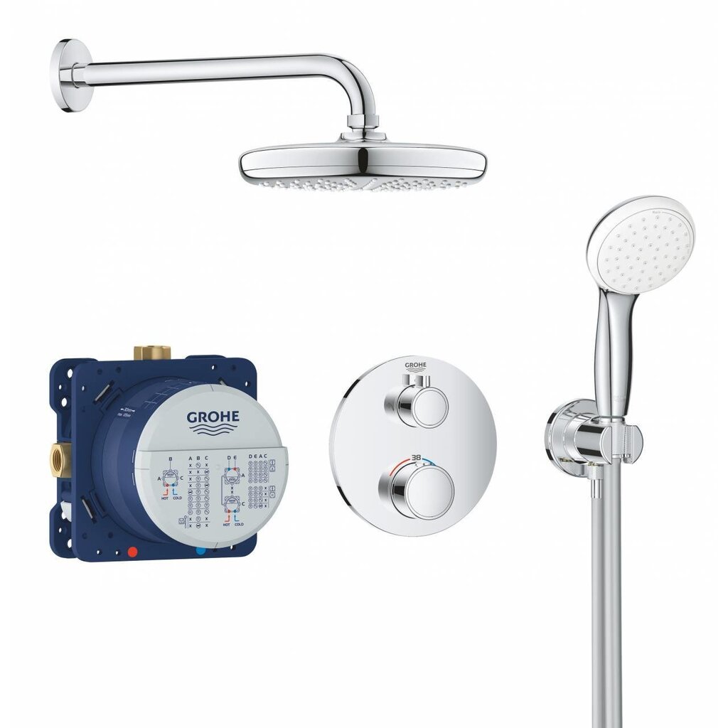 Grohe Grohtherm 1000GRT Tempesta 210 termostatiskais apakšējais komplekts, 34727000 cena un informācija | Dušas komplekti un paneļi | 220.lv