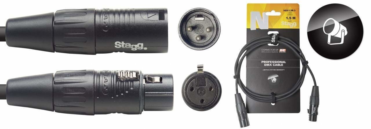 DMX kabelis Stagg NDX1,5R-3, 1,5m cena un informācija | Kabeļi un vadi | 220.lv