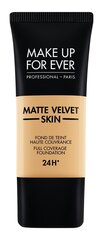 Matēts grima pamats Make Up For Ever Matte Velvet Skin Liquid Full Coverage Foundation 24H, 30 ml, Y - 345 Natural Beige, Y - 345 Natural Beige cena un informācija | Grima bāzes, tonālie krēmi, pūderi | 220.lv