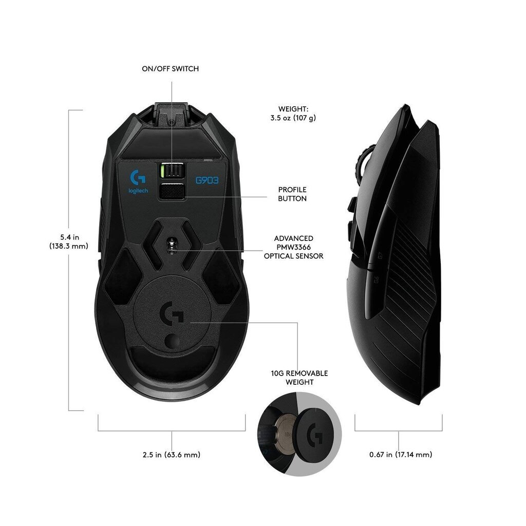 Logitech G903, melns cena un informācija | Peles | 220.lv