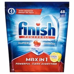 Trauku mazgājamās mašīnas tabletes Finish All in 1 Max Lemon, 48 gab. cena un informācija | Trauku mazgāšanas līdzekļi | 220.lv