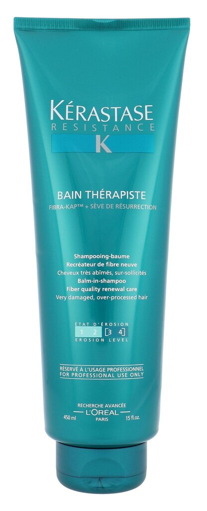 Atjaunojošs šampūns - balzams ļoti bojātiem matiem Kerastase Resistance Bain Therapiste 450 ml cena un informācija | Šampūni | 220.lv