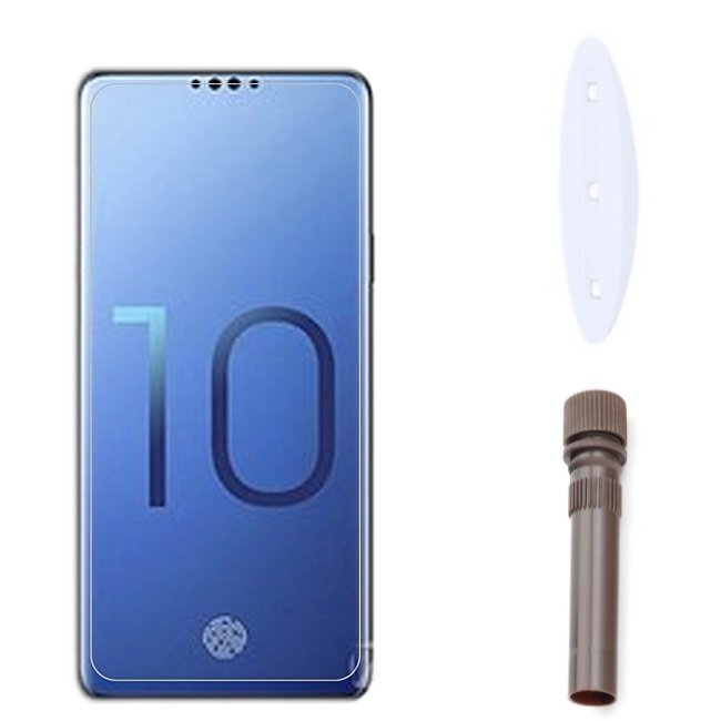 BS Pilnas Virsmas Aizsargstiks + UV Lampa + Nano Līme priekš Samsung Galaxy S10+ ar nolocītām apmalēm cena un informācija | Ekrāna aizsargstikli | 220.lv