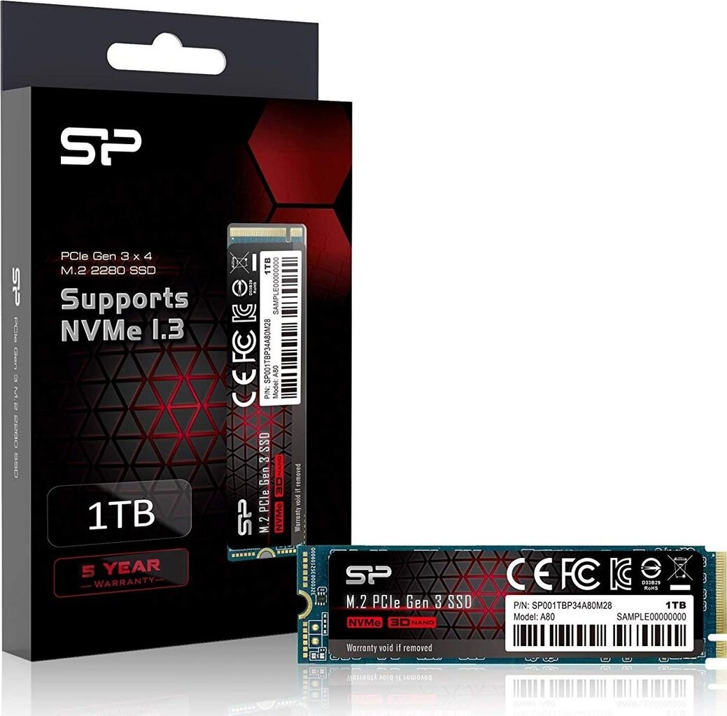 Silicon Power SP001TBP34A80M28 цена и информация | Iekšējie cietie diski (HDD, SSD, Hybrid) | 220.lv