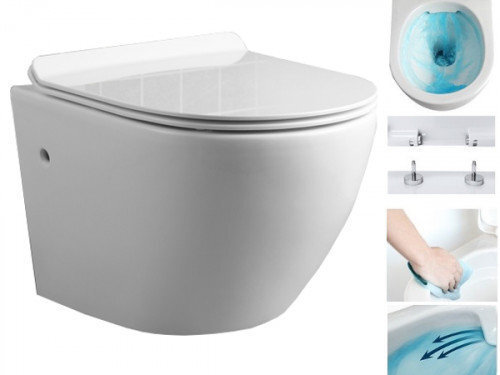 Slēpts WC rāmis Mexen 5in1 Fenix Slim 6/4 L, 4,5/3 L, 8 cm ar tualetes podu Lena Rimless Slim cena un informācija | Tualetes podi | 220.lv