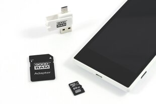 Atmiņas karte GoodRam microSDHC 64GB CL10 +adapteris +karšu lasītājs cena un informācija | Atmiņas kartes mobilajiem telefoniem | 220.lv