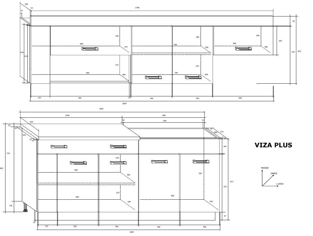 Virtuves skapīšu komplekts Viza Plus, brūns cena un informācija | Virtuves komplekti | 220.lv