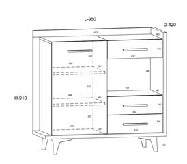 Kumode Meblocross Box 01 1D3S, gaiši brūna/balta cena un informācija | Kumodes | 220.lv