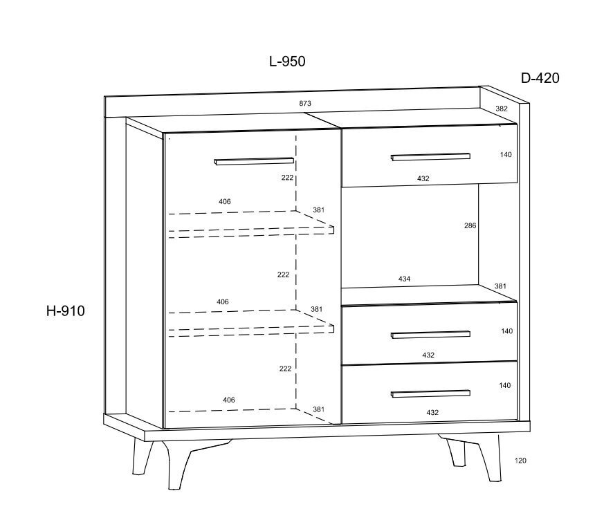 Kumode Meblocross Box 01 1D3S, gaiši brūna/balta cena un informācija | Kumodes | 220.lv