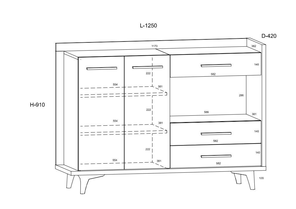 Kumode Meblocross Box 02 2D3S, tumši brūna/balta cena un informācija | Kumodes | 220.lv