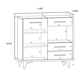 Kumode Meblocross Box 01 1D3S, tumši brūna/balta цена и информация | Комоды | 220.lv