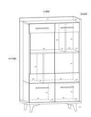 Витрина Meblocross Box 12 2D, дуб/белая цена и информация | Витрины, серванты | 220.lv