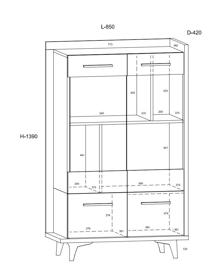 Vitrīna Meblocross Box 12 2D, baltā/ozolkoka krāsā цена и информация | Vitrīnas, bufetes | 220.lv