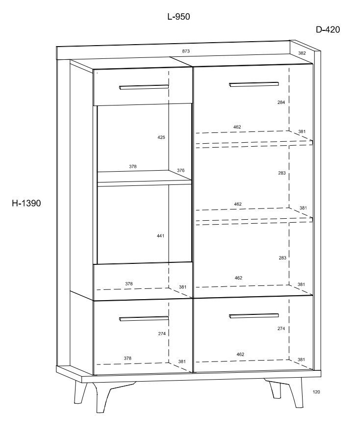 Vitrīna Meblocross Box 13 3D, tumši brūna/balta цена и информация | Vitrīnas, bufetes | 220.lv