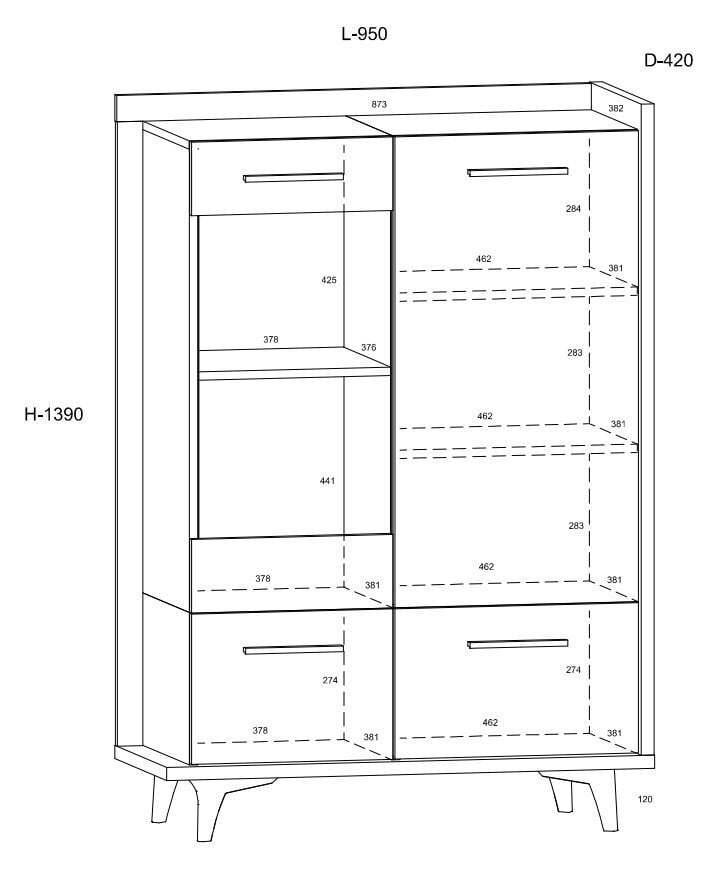 Vitrīna Meblocross Box 13 3D, baltā/gaišā ozolkoka krāsā цена и информация | Vitrīnas, bufetes | 220.lv