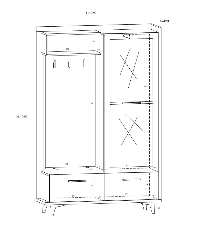 Skapis Meblocross Box 05 3D, gaiša ozola/baltas krāsas цена и информация | Priekšnama iekārtas | 220.lv