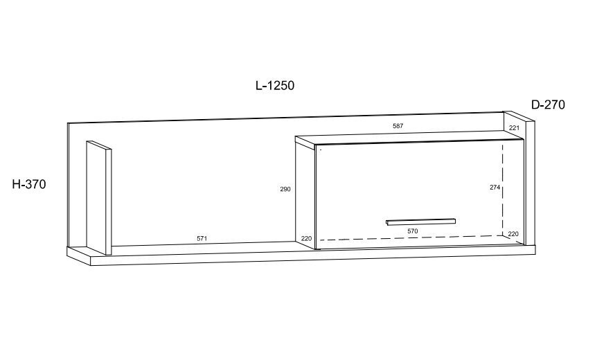 Piekaramais plaukts Meblocross Box 11 1D, balts/ozolkoka krāsā цена и информация | Plaukti | 220.lv