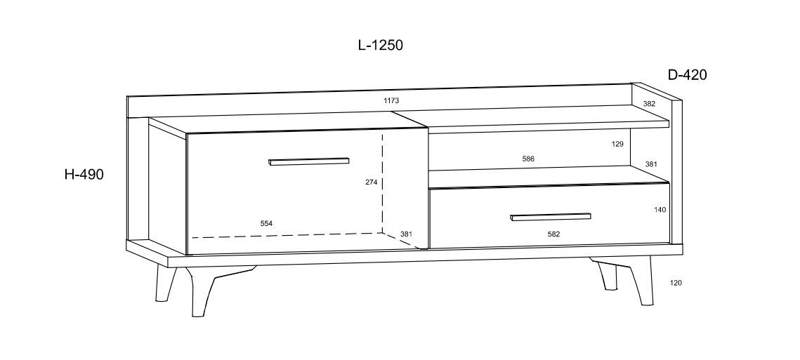 TV galdiņš Meblocross Box 08 1D1S, gaiši brūns/balts cena un informācija | TV galdiņi | 220.lv