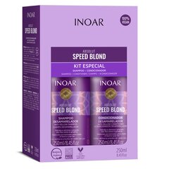 Matu kopšanas komplekts dzelteno toņu noņemšanai Inoar Speed Blond Duo Kit: šampūns, 250 ml + kondicionieris, 250 ml cena un informācija | Šampūni | 220.lv