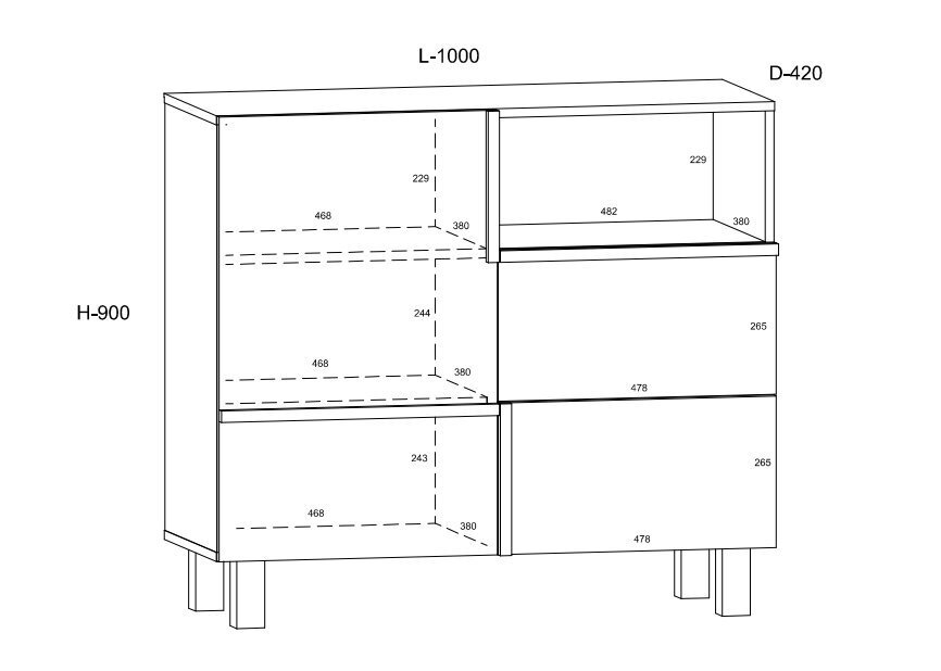 Kumode Meblocross Lars 01 1D2S, balta/gaiši brūna цена и информация | Kumodes | 220.lv