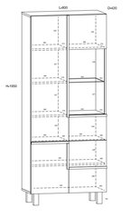 Полка Meblocross Lars 13 3D, белого/дуба цвета цена и информация | Витрины, серванты | 220.lv