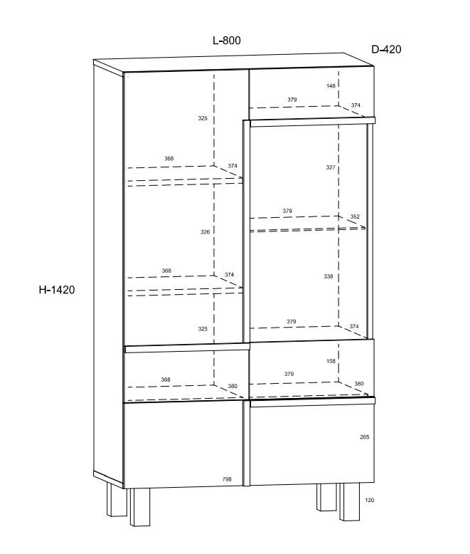 Vitrīna Meblocross Lars 12 1D1S, balta/gaiši brūna цена и информация | Vitrīnas, bufetes | 220.lv