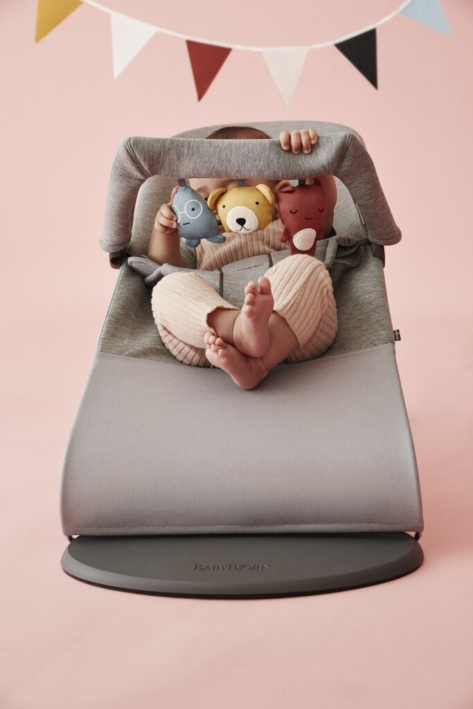 Babybjörn šūpuļkrēsliņš Bliss Bundle Light Grey, 3D Jersey + rokturītis ar rotaļlietām priekšā цена и информация | Bērnu šūpuļkrēsliņi | 220.lv