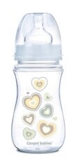 Plata kakla pudele Canpol Babies Easy Start Newborn Anti-colic 240 ml, 35/217, beige hearts cena un informācija | Bērnu pudelītes un to aksesuāri | 220.lv