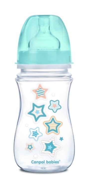 Plata kakla pudele Canpol Babies Easy Start Newborn Anti-colic 240 ml, 35/217, blue stars cena un informācija | Bērnu pudelītes un to aksesuāri | 220.lv