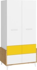 Шкаф Meblocross Hey 20, белый/желтый цена и информация | Детские шкафы | 220.lv