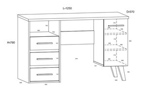 Письменный стол Nordis, цвет дуба/белый цена и информация | Компьютерные, письменные столы | 220.lv
