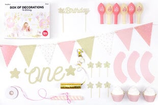 Декорации 1-го дня рождения 1st Birthday Gold, 6 комплектов цена и информация | Праздничные декорации | 220.lv