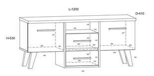 TV galdiņš Meblocross Nordis 3D, ozola/baltas krāsas cena un informācija | TV galdiņi | 220.lv