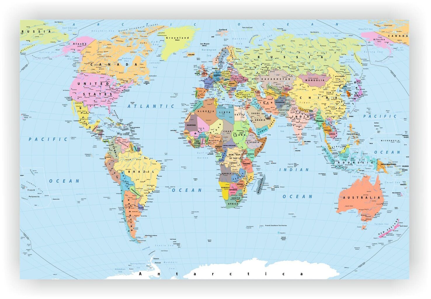 Korķa materiāla attēls - Pasaules karte. Detalizēta. [Korķa materiāla karte], 100x70 cm. cena un informācija | Gleznas | 220.lv