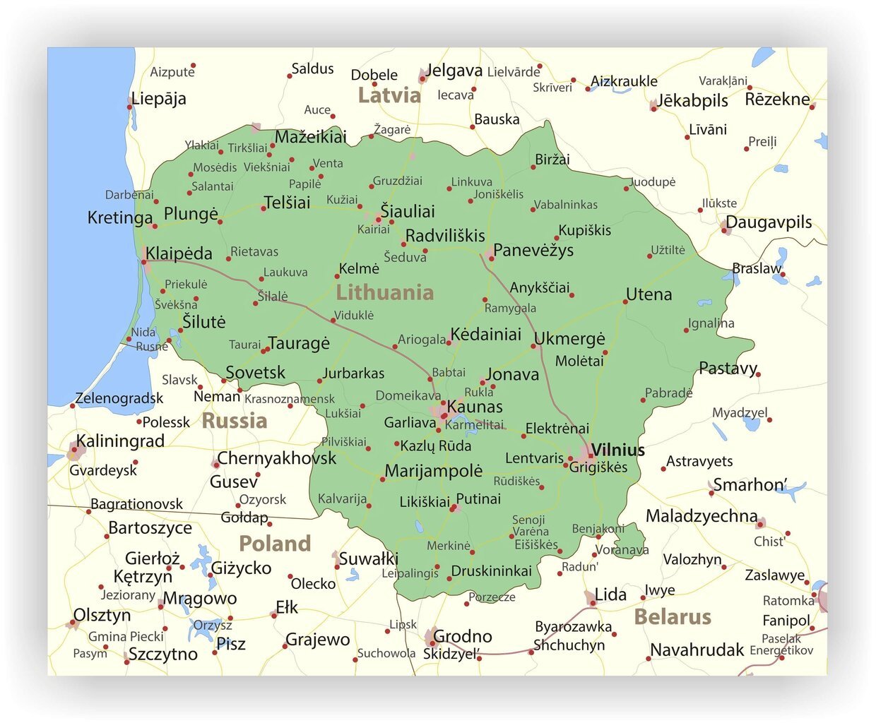 Korķa materiāla attēls - Lietuvas karte [Korķa materiāla karte], 100x50 cm. cena un informācija | Gleznas | 220.lv
