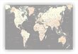 Korķa materiāla attēls - Pasaules karte. Detalizēta. Pelēka. [Korķa materiāla karte], 100x50 cm. cena un informācija | Gleznas | 220.lv