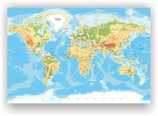 Korķa attēls - Pasaules ģeogrāfiskā karte ar spraudītēm. [Korķa karte], 100x50 cm. cena un informācija | Gleznas | 220.lv